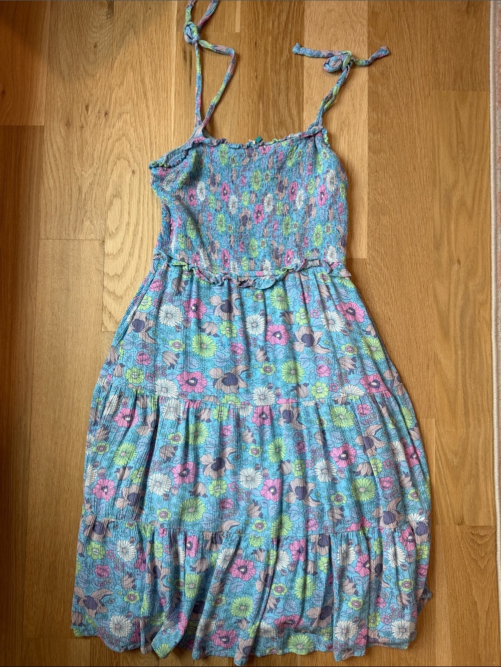 Hayden Girls Blue Floral Tie-Strap Dress